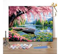MEIYUDA Paint by Numbers Kits for Adult White Swan, DIY Canvas Oil Painting Kit for Adult or Beginner, Home Wall Decor 50x40cm(Without Frame)
