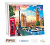 MEIYUDA Paint by Numbers Kits for Adult with Frame Dinner by The Seine, DIY Canvas Oil Painting Kit for Adult or Beginner, Arts and Crafts Kit Acrylic Pigment for Home Wall Decor 40x30cm