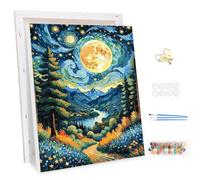 MEIYUDA Paint by Numbers Kits for Adult with Frame Moon Road, DIY Canvas Oil Painting Kit for Adult or Beginner, Paint by Numbers Arts and Crafts Kit Acrylic Pigment for Home Wall Decor 30x40cm