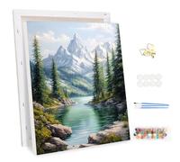 MEIYUDA Paint by Numbers Kits for Adult with Frame Mountains Landscape, DIY Canvas Oil Painting Kit for Adult or Beginner, Arts and Crafts Kit for Home Wall Decor 30x40cm
