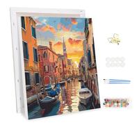 MEIYUDA Paint by Numbers Kits for Adult with Frame Night Venice, DIY Canvas Oil Painting Kit for Adult or Beginner, Paint by Numbers Arts and Crafts Kit Acrylic Pigment for Home Wall Decor 30x40cm