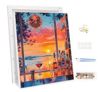 MEIYUDA Paint by Numbers Kits for Adult with Frame Vintage Cocktail, DIY Canvas Oil Painting Kit for Adult or Beginner, Arts and Crafts Kit for Home Wall Decor 30x40cm