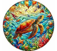 MEIYUDA Stained Glass Diamond Painting Art Kit Adults Sea Turtle, 5D DIY Diamond Painting Full Kit for Adult Kids Crystal Art Diamond Art, Diamond Painting Art Craft Kits for Home Decor 30x30cm