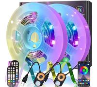 Meiyue Motion Sensor LED Strip Light, 2PCS 6M RGB Motion Activated Under Bed Light with Remote, Dimmable LED Strip Light with Auto Shut Off Timer App Control for Indoor Hallway, Kitchen,Bedroom,Stair