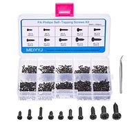 MEIYYJ Small Pan Head Self-Tapping Screws PA Phillips Head Micro Screws Tiny Self-Tapping Screws Assortment Kit Pack of 1000pcs (Black)