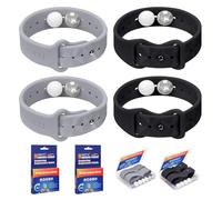 MEIYYJ Travel Sickness Bands for Adults and Kid Adjustable Acupressure Anti Nausea Wristbands for Motion & Morning Sickness Relief Bands for Pregnant Natural Relief-Black & Gray-2 Pairs