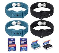 MEIYYJ Travel Sickness Bands for Adults and Kid Adjustable Acupressure Anti Nausea Wristbands for Motion & Morning Sickness Relief Bands for Pregnant Natural Relief Black & Blue-2 Pairs