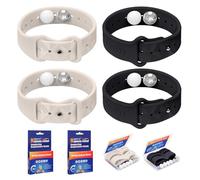 MEIYYJ Travel Sickness Bands for Adults and Kid Adjustable Acupressure Anti Nausea Wristbands for Motion & Morning Sickness Relief Bands for Pregnant Natural Relief Black & Star Light-2 Pairs