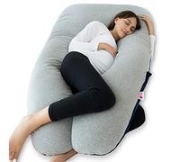 Meiz Full Body Pregnancy Pillow - With Velvet & Jersey Cover - For Pregnant Women - Side Sleeping And Back Support - Blue & Grey