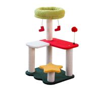 MEIZHITU Cat Tree Cat Climbing Tower Christmas Style Cat Tree Tower Cat Furniture With Cat Scratching Dangling Balls(39 * 35 * 68cm)