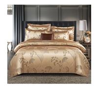 MEIZHITU Modern Quilt Covers Soft 4-piece Bed Sheet Set Duvet Cover Set Fitted Sheets Satin Jacquard Is Comfortable And Breathable Bedding Bed Linen Sets(Gold,220 * 240cm)