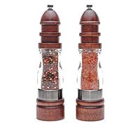 MEIZHITU Salt Pepper Mill Salt And Pepper Shakers ,Adjustable Coarseness,Wood And Acrylic Salt And Pepper Grinder Set Kitchen Spice Grinder(2pc)