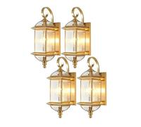 MEIZHITU Wall Sconce for Front Door 18.5" Brass Outdoor Wall Light Glass Wall Sconce Gold Waterproof Exterior Wall Mounted Lamp for Porch Garden Patio Wall Light Lantern(4-Pack)