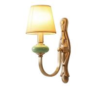 MEIZHITU Wall Sconce Light Living Room Copper Wall Lamp American Ceramic Wall Light Simple Fabric Lampshade Wall Sconce Bedroom Living Room Corridor Aisle(B)