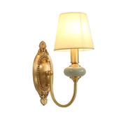 MEIZHITU Wall Sconce Light Living Room Copper Wall Lamp American Ceramic Wall Light Simple Fabric Lampshade Wall Sconce Bedroom Living Room Corridor Aisle(A)