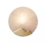 MEIZHITU Wall Sconce Light Living Room Round Copper Wall Lamp Cloud Stone Lampshade Wall Light Chinese Style Wall Sconce Living Room Aisle Corridor(B)