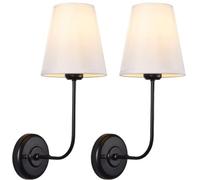 MEIZHITU Wall Sconce Light Living Room Wall Sconces Plug In Cord Or Hardwired Brass Double Sconce For Bedroom,Staircase, Bathroom, Hallway(Black)