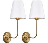 MEIZHITU Wall Sconce Light Living Room Wall Sconces Plug In Cord Or Hardwired Brass Double Sconce For Bedroom,Staircase, Bathroom, Hallway(Gold)