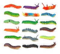 MEIZHUD 18 Pcs Simulation Caterpillar Plastic Fake Worms Crawling Insect Model Science Educational Learning Models Halloween Spooky Decorations Home Garden Decoration Party Favors