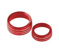 MEIZIYU 1 Set Knob Ring Cover Trim,Fit For Jeep, Grand Cherokee 2014-2021 Red Central Console AC climate control button frame
