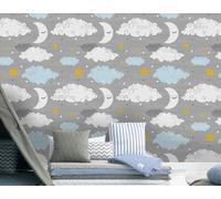 MEIZONGHUOJI Photo Wallpaper Wall Mural Children's Cartoon Clouds Moon Stars Non-Woven Murals Bedroom Living Room Decor Modern Design 350Cm(W) X256Cm(H)