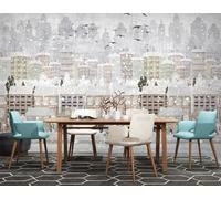 MEIZONGHUOJI Photo Wallpaper Wall Mural City Buildings Flying Birds Non-Woven Murals Bedroom Living Room Decor Modern Design 400Cm(W) X280Cm(H)
