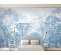 MEIZONGHUOJI Photo Wallpaper Wall Mural Hand Drawn Trees Jungle Woods Non-Woven Murals Bedroom Living Room Decor Modern Design 350Cm(W) X256Cm(H)