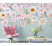 MEIZONGHUOJI Photo Wallpaper Wall Mural Hand Drawn Watercolor Flowers Non-Woven Murals Bedroom Living Room Decor Modern Design 250Cm(W) X175Cm(H)
