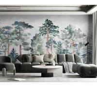 MEIZONGHUOJI Photo Wallpaper Wall Mural Hand Drawn Watercolor Trees Jungle Woods Non-Woven Murals Bedroom Living Room Decor Modern Design 300Cm(W) X210Cm(H)