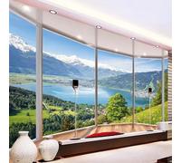 MEIZONGHUOJI Photo Wallpaper Wall Mural Modern Balcony French Window Nature Landscape Non-Woven Murals Bedroom Living Room Decor Modern Design 300Cm(W) X210Cm(H)