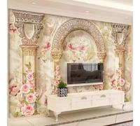 MEIZONGHUOJI Photo Wallpaper Wall Mural Roman Column Flower Non-Woven Murals Bedroom Living Room Decor Modern Design 350Cm(W) X256Cm(H)