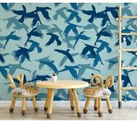 MEIZONGHUOJI Self Adhesive Wallpaper Bird Blue Wallpaper 45×300Cm Waterproof Peel and Stick Wallpaper Removable Sticky Back Plastic Living Room Bedroom Wall Furniture Vinyl Film