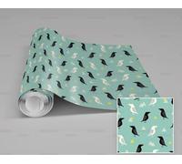 MEIZONGHUOJI Self Adhesive Wallpaper Bird Cartoon Blue Wallpaper 45×300Cm Waterproof Peel and Stick Wallpaper Removable Sticky Back Plastic Living Room Bedroom Wall Furniture Vinyl Film