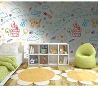 MEIZONGHUOJI Self Adhesive Wallpaper Cat Airplane Cartoon Wallpaper 45×300Cm Waterproof Peel and Stick Wallpaper Removable Sticky Back Plastic Living Room Bedroom Wall Furniture Vinyl Film