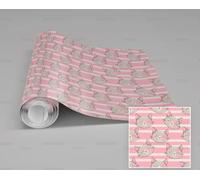 MEIZONGHUOJI Self Adhesive Wallpaper Cat Cartoon Pink Wallpaper 45×300Cm Waterproof Peel and Stick Wallpaper Removable Sticky Back Plastic Living Room Bedroom Wall Furniture Vinyl Film