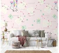 MEIZONGHUOJI Self Adhesive Wallpaper Cat Giraffe Cartoon Pink Wallpaper 45×300Cm Waterproof Peel and Stick Wallpaper Removable Sticky Back Plastic Living Room Bedroom Wall Furniture Vinyl Film