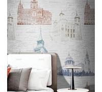MEIZONGHUOJI Self Adhesive Wallpaper Church Architecture RetroWallpaper 45×600cm Waterproof Peel and Stick Wallpaper Removable Sticky Back Plastic Living Room Bedroom Wall Furniture Vinyl Film