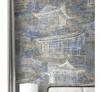 MEIZONGHUOJI Self Adhesive Wallpaper Classical Architecture retroWallpaper 45×600cm Waterproof Peel and Stick Wallpaper Removable Sticky Back Plastic Living Room Bedroom Wall Furniture Vinyl Film