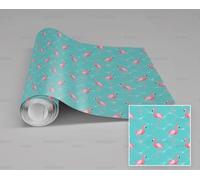 MEIZONGHUOJI Self Adhesive Wallpaper Flamingo Cartoon Blue Wallpaper 45×300Cm Waterproof Peel and Stick Wallpaper Removable Sticky Back Plastic Living Room Bedroom Wall Furniture Vinyl Film