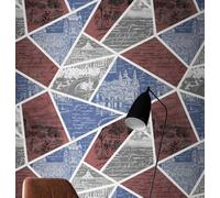 MEIZONGHUOJI Self Adhesive Wallpaper Retro ArchitectureWallpaper 45×600cm Waterproof Peel and Stick Wallpaper Removable Sticky Back Plastic Living Room Bedroom Wall Furniture Vinyl Film