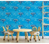 MEIZONGHUOJI Self Adhesive Wallpaper Submarine Cartoon Blue Wallpaper 45×300Cm Waterproof Peel and Stick Wallpaper Removable Sticky Back Plastic Living Room Bedroom Wall Furniture Vinyl Film