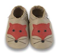 Mejale Baby Crawling Shoes Cowhide Leather with Suede Sole, Light Brown Bearded Foxes, 12-18 Months