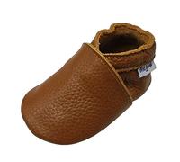 Mejale Baby Infant Toddler Shoes Slip-on Soft Sole Leather Moccasins Pre-Walkers, Brown, 12-18 Months