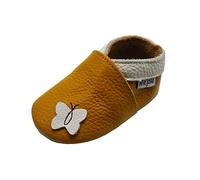 Mejale Children's Soft Leather Slippers Soft Leather First Steps Cartoon Stars Brown Size: 4.5/5 UK Child