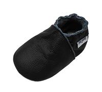 Mejale Children's Soft Leather Slippers, Soft Leather Shoes, Slippers, First Steps Shoes Black Size: 18-24 Months
