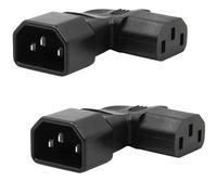 MejaRizon 2 Pack 90 Degrees Turn Left, IEC 320 C14 to C13, Angled IEC Power Adapter, 3 Pin 250V 10A Angled Power Cable, C13 to C14 Plug for PDU, UPS, Computers and HDTV