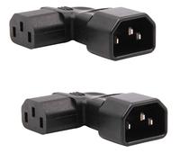 MejaRizon 2 Pack 90 Degrees Turn Right, IEC 320 C14 to C13, Angled IEC Power Adapter, 3 Pin 250V 10A Angled Power Cable, C13 to C14 Plug for PDU, UPS, Computers and HDTV