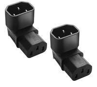 MejaRizon 2 Pack 90 Degrees Upward, IEC 320 C14 to C13, Angled IEC Power Adapter, 3 Pin 250V 10A Angled Power Cable, C13 to C14 Plug for PDU, UPS, Computers and HDTV