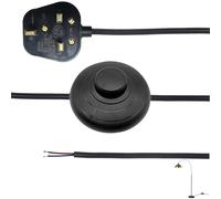 MejaRizon Foot Switch, 3.5 Metres 2 Core In Line Switch for Lamps, 250V 2A Inline Light Switch, UK Plug Light Switches with 5A Fused, Suitable for Floor Lamp, Desk Lamp, Black
