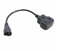 MejaRizon IEC Cable, C14 to UK Plug, IEC C14 Male Plug to UK Extension Lead Socket, 0.37m Power Cable, CE/UKCA certified, Compliant with BS-1363/A British Standard